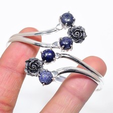 Lapis Lazuli Gemstone Handmade 925 Sterling Silver Adjustable Cuff Bracelet