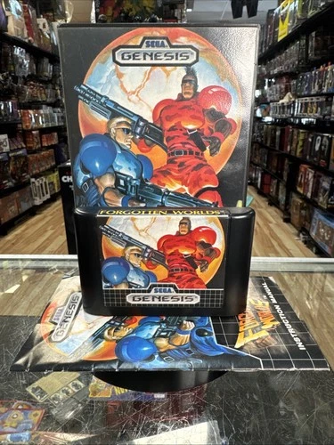 Forgotten Worlds with Case & Manual (Sega Genesis, Vintage Video game)