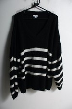 Dorothy Perkins Chunky Knit Oversized V Neck Jumper - black - Size L Large (g24)