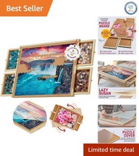 1000-Piece Adult Wooden Puzzle Board with Cover  4 Drawers - 30  X 24  