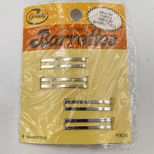VINTAGE 1975 GOODY Stay-Tight Metal BARRETTES Double Bar 4 Pack 904