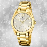 Festina Damenuhr Edelstahl Gold Festina Boyfriend Armbanduhr UF20640/1