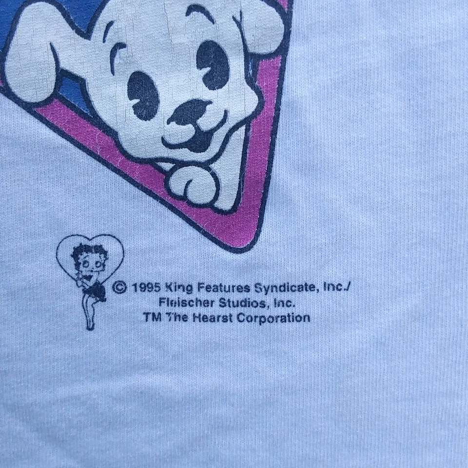 Vintage Betty Boop Baseball Jersey T Shirt Pinup Retro King 1995 Syndicate USA - Image 4 of 4