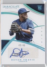 2015 Panini Immaculate Rookie Autos Blue Blue 45/49 Devon Travis #132 Auto 2v9