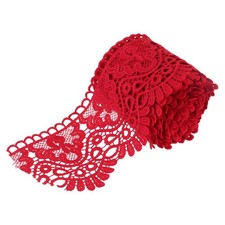4 Inch Wide 5 Yard Lace Ribbon Floral Pattern Deep Red Milk Silk Lace Trim