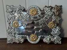 Vintage Victorian c.1900 Pressed Tin Coffin Handle Plaque Ornamental Psalm 67:1