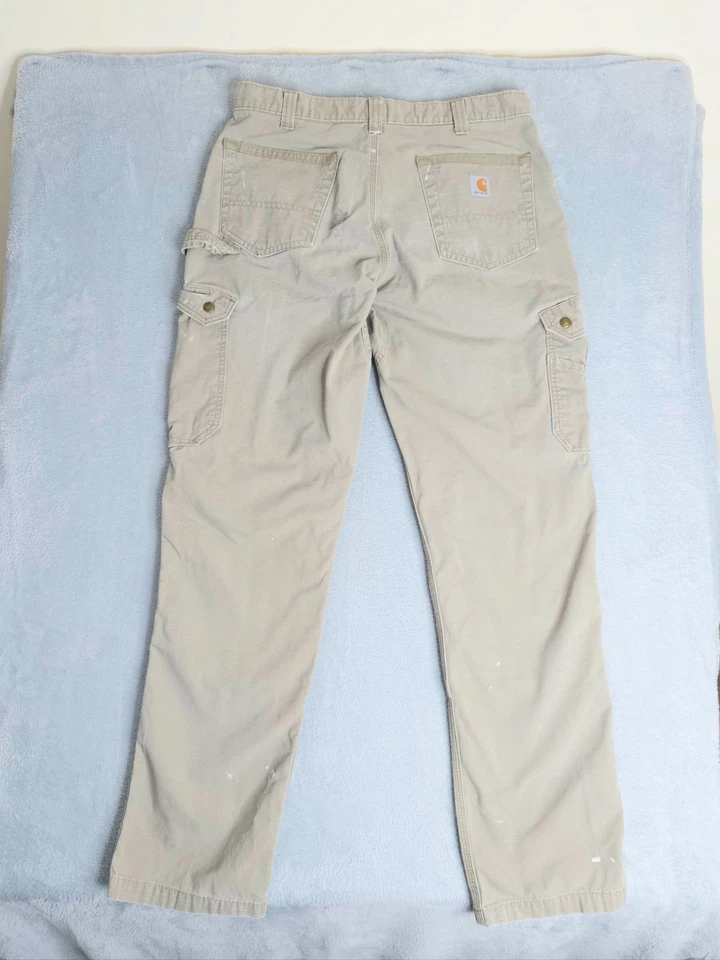 Carhartt Cargo Trousers Mens W32 L28 Beige B342 Double Knee Ripstop Workwear, photo 3 of 5