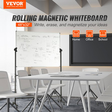 Rolling Whiteboard, 48x32 inch Double-Sided Magnetic Mobile Whiteboard