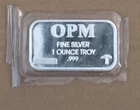 OPM 1 Troy Ounce 1 OZ .999 SILVER Bar Ohio Precious Metals