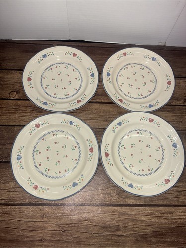 Vintage 1989 Newcor Stoneware 4006 Legacy Hearts  Bread and Cup Saucer Plates 4