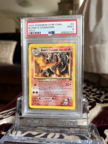 Blaine's Charizard Rare CORRECTED FIRE SYMBOL PSA 9 2/132 Gym Challenge Holo