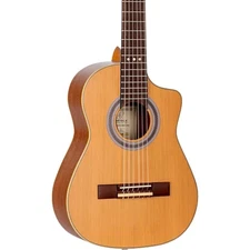 Ortega RQ39E Requinto Series Pro 1/2 Size A/E Classical Guitar, Solid Cedar Top