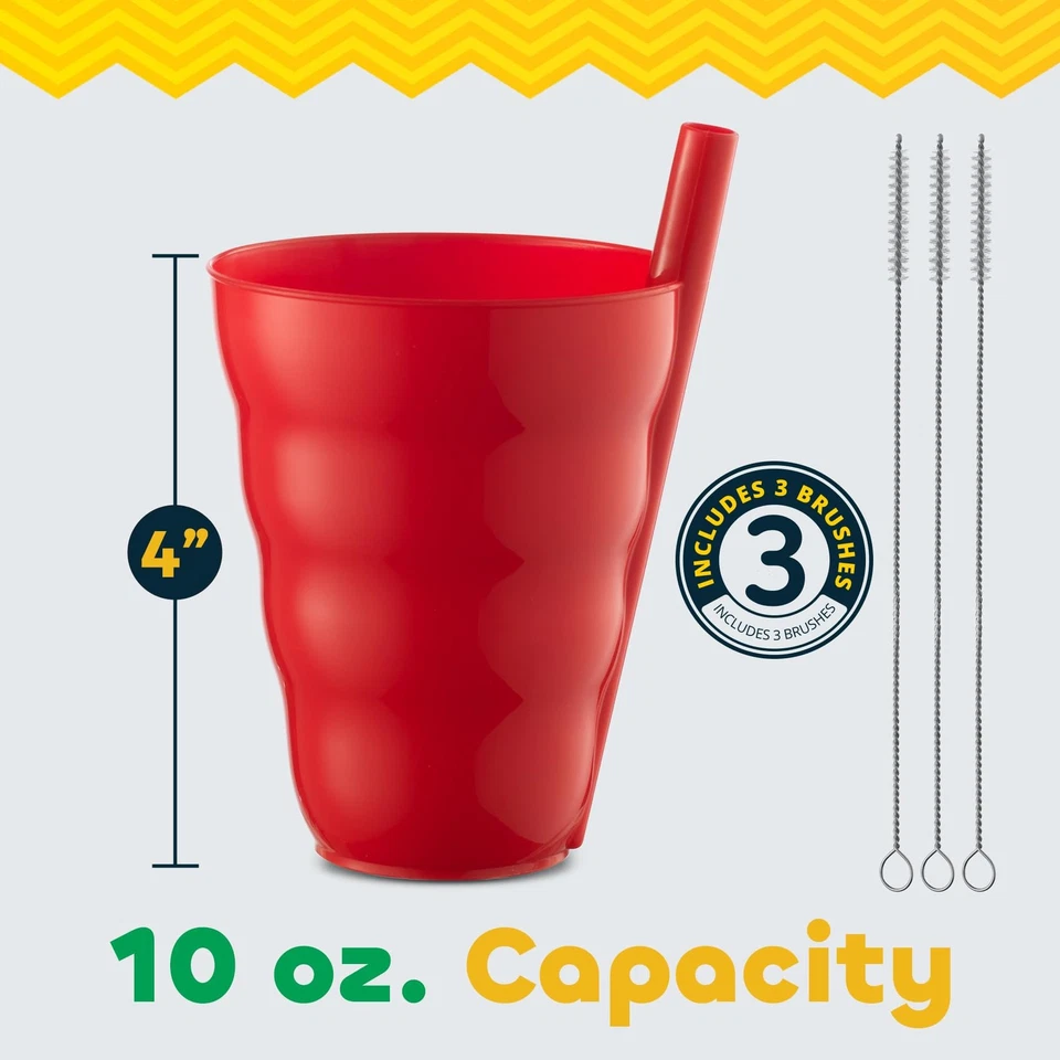 Kids Straw Cups - (Set of 6) 10oz Tumbler w/Built-In Straws for Everyday Use,... Foto 2 de 4
