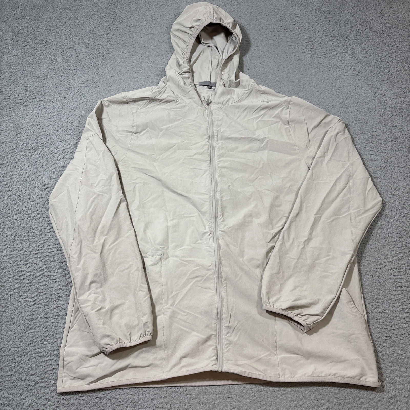 TASC Sz XXL Beige Swift Lightweight Hooded Full Zip Windbreaker Jacket