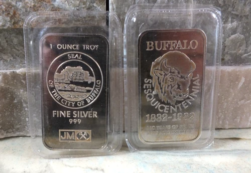 Johnson Matthey 1 oz silver bar (Buffalo Sesquicentennial) 500 minted SEALED