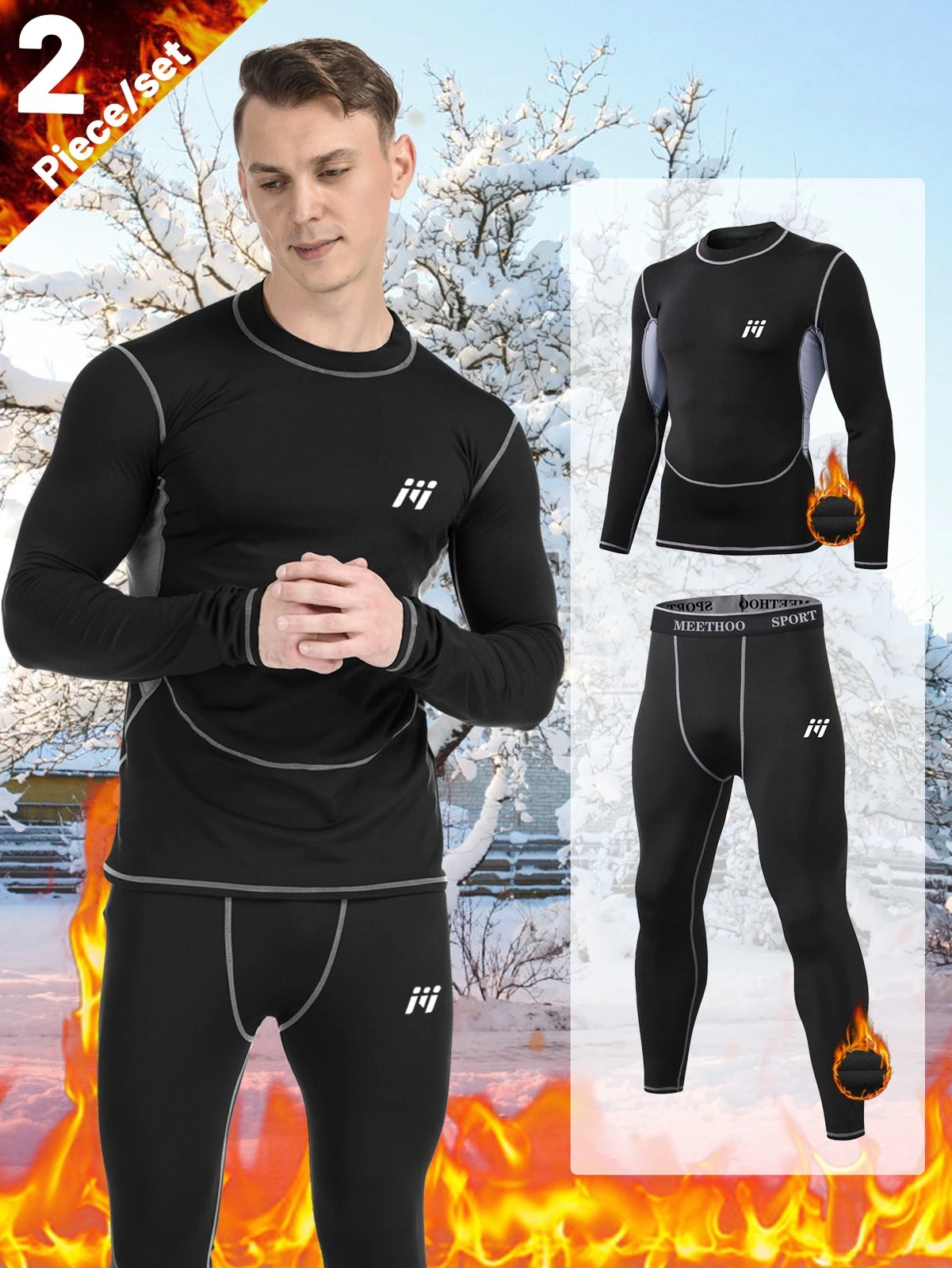 Mens Winter Ultra-Soft Fleece Lined Thermal Top & Bottom Long John Underwear Set
Opens in a new wind