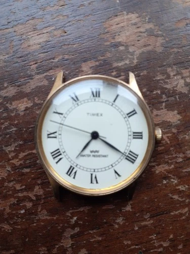 Vtg Timex Water Resistant Mens Mechanical Watch (Working Needs Service) 32mm