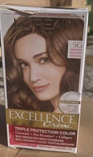 Loreal Excellence Creme Hair Color #5G MEDIUM GOLDEN BROWN Sealed Box