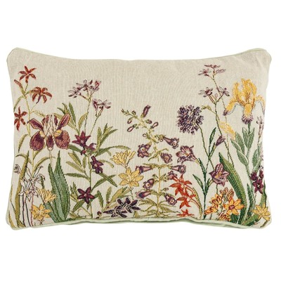 SANDER Flowery Gobelin-Kissen gefüllt Dekokissen Couchkissen Frühling 32x48 cm