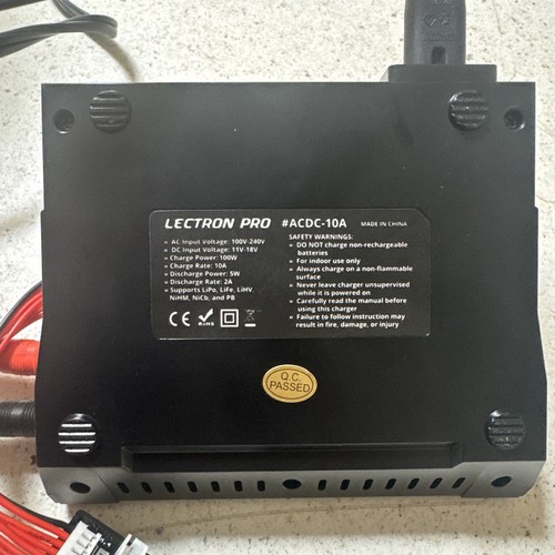 Cargador Lectron Pro ACDC-10A 1S-6S 10 amperios LiPo/LiFe/LiHV/NiMH con cables - Imagen 7 de 7