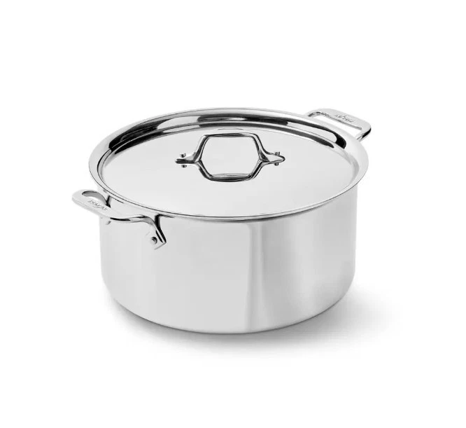 New All Clad D3 8 qt Polished 3-ply Stainless Steel Stockpot with Lid in Box