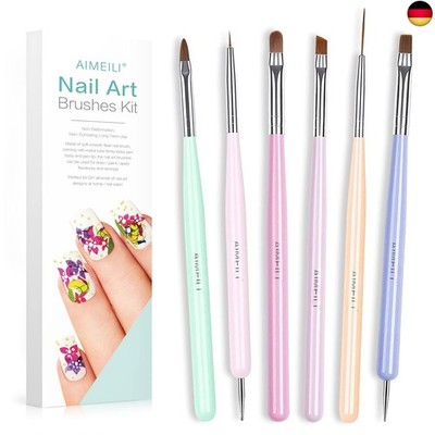 AIMEILI 6 Stücke Nail Art Brush Gel Nagellack Nail Art Design Painting Tools Set