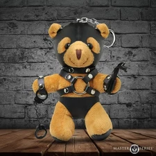 Bondage Teddy Bear Keychain Mini Plush BDSM Hood Mask Novelty Kink Handcuff Gag