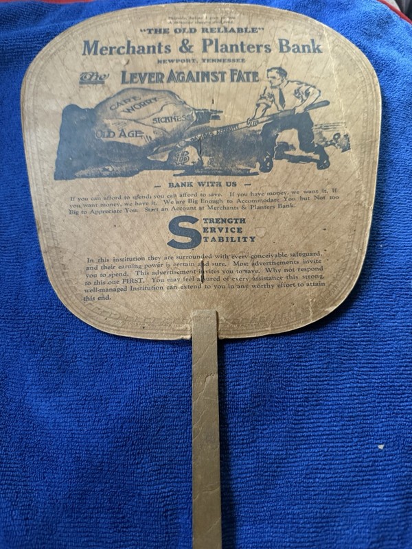 Vintage Advertising Hand Held Fan Merchants & Planters Bank Newport, TN
