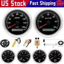 6 Gauge Set With Sensor 85mm GPS Speedometer 160MPH&Tacho 6000RPM Gauge For Boat