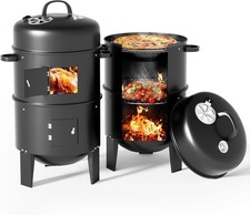 Warmiehomy Round Smoker BBQ Charcoal Barbecues with Temperature Gauge BBQ Charco