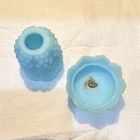 Fenton Blue Hobnail Milk Glass Candle Holder Decorative Matte Handmade