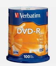 Image of 100 x Verbatim 43549 Blank DVD-R AZO 4.7GB 16X Matt Silver Spindle