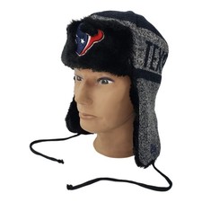 New Era Houston Texans Helmet Head Trapper Knit Hat Blue Gray Embroidered Logo
