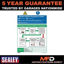 Image of Sealey Worksafe� Electric Shock Emergency Action Safety Sign Rigid Plastic