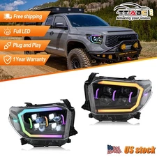 RGB LED Headlight For 2014-2021 Toyota Tundra Head Front Lamps Assembly RH+LH