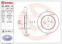 2X Brembo 08.A534.11 Bremsscheibe Hinten FüR Aston Martin Toyota