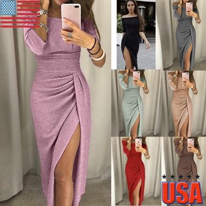 off shoulder side split dress