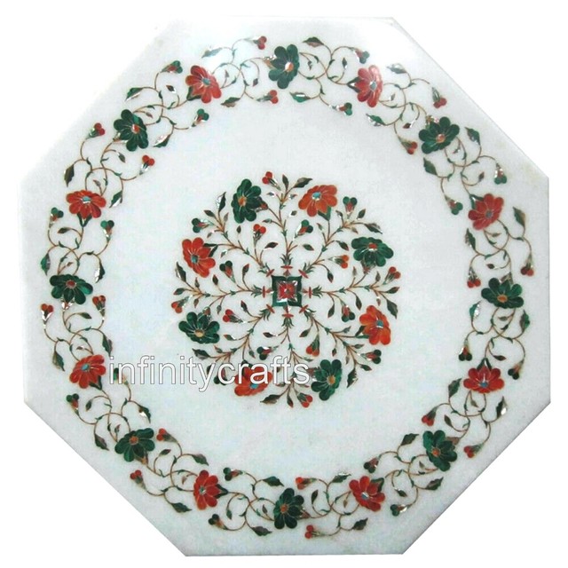 15" Malachite Stone Inlay Work Coffee Table Top Marble End table for Balcony 15" Malachite Stone Inlay Work Coffee Table Top Marble End table for Balcony