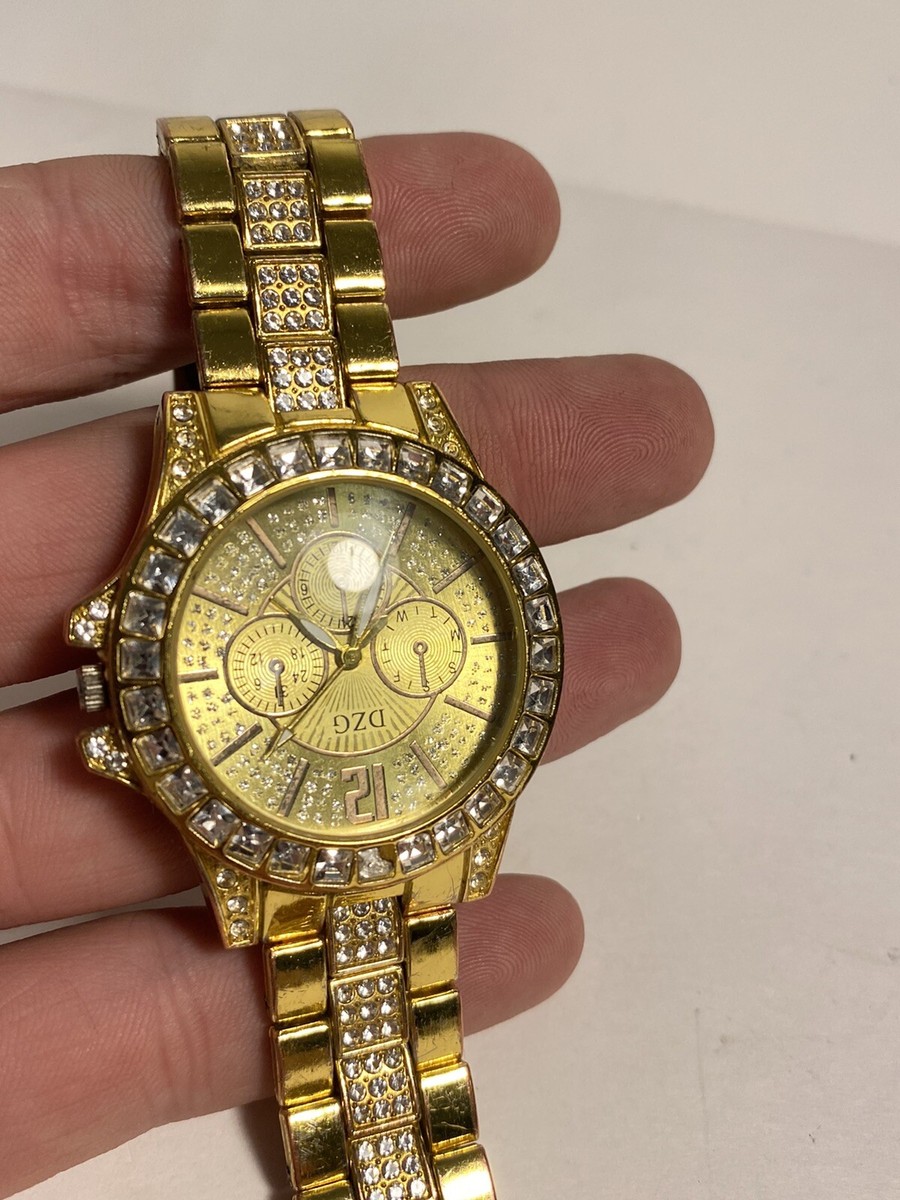 DZG Fashion Watch Men's Quartz Movement rhinestone bling DZG Fashion Watch Men's Quartz Movement rhinestone bling