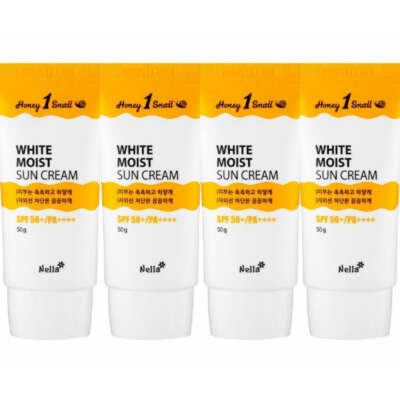 Nella Honey 1 Snail White Moist Sun Cream SPF50+ PA++++ 50g*4Pcs - FREE SHIPPING