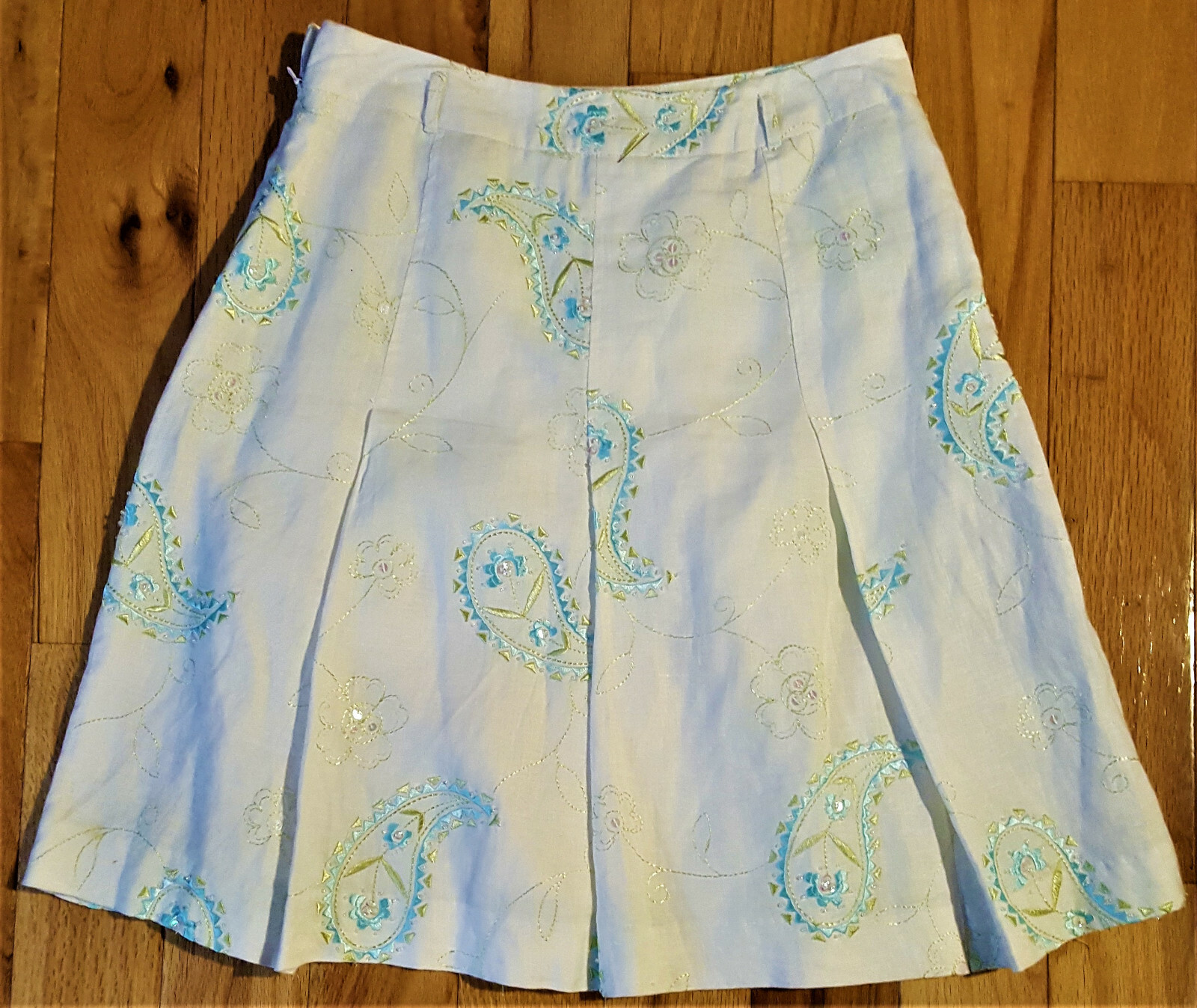 Grace Elements Linen Embroidered Lined Skirt Size… - image 6