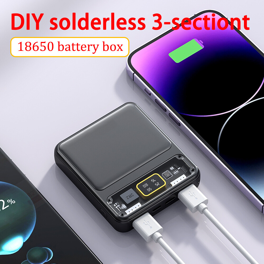 18650 Power Bank DIY Kit - Fast Charging Case with Dual USB Ports (No Battery Included)  