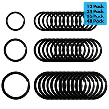 Black Flat Key Rings Key Chain Metal Split Ring (0.75", 1", 1.25") for Keys