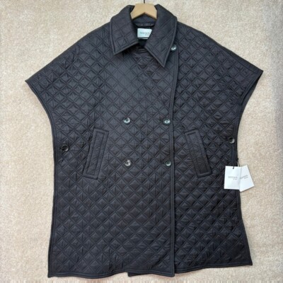 Mayson the Label Cape Coat Womens One Size Black Quilted Double Breasted NEW