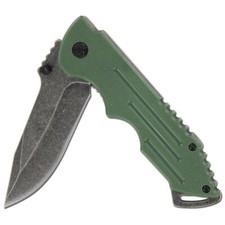 Spring Assisted Tactical Pocket Knife G10 Handle Stonewash Drop Point Blade