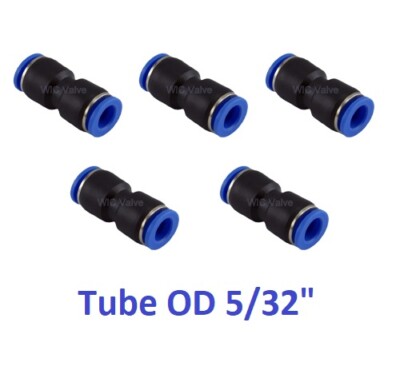Pneumatic Straight Union Push In To Connect Fitting Tube OD 5/32'' One Touch 5pcs