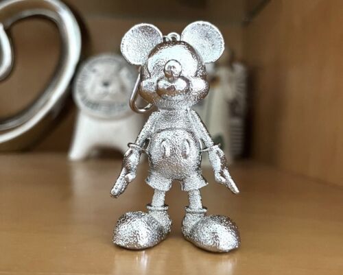 NIB Disney x BAUBLEBAR Iridescent Glass Silver Mickey Mouse Keychain/Bag Charm - Afbeelding 1 van 5