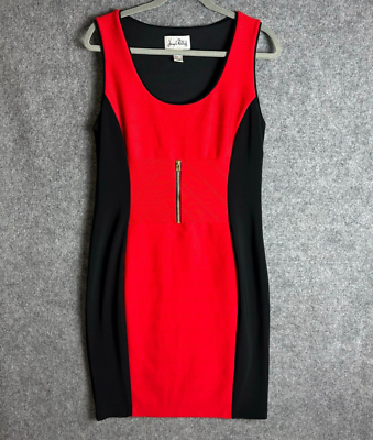 Joseph Ribkoff Dress Women's 12 Black Red Sheath Zipper Accent Sleeveless  Knit | eBay