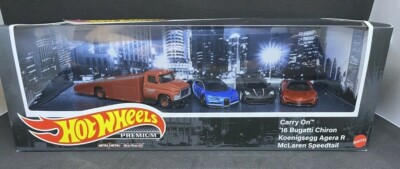 2022 DIORAMA HOT WHEELS PREMIUM SET OF 4,BUGATTI,KOENIGSEGG,McLAREN,CARRY ON!!!!