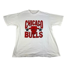 Vtg Chicago Bulls Shirt Lg 80s White Single Stitch Basketball NBA Hanes USA Read
